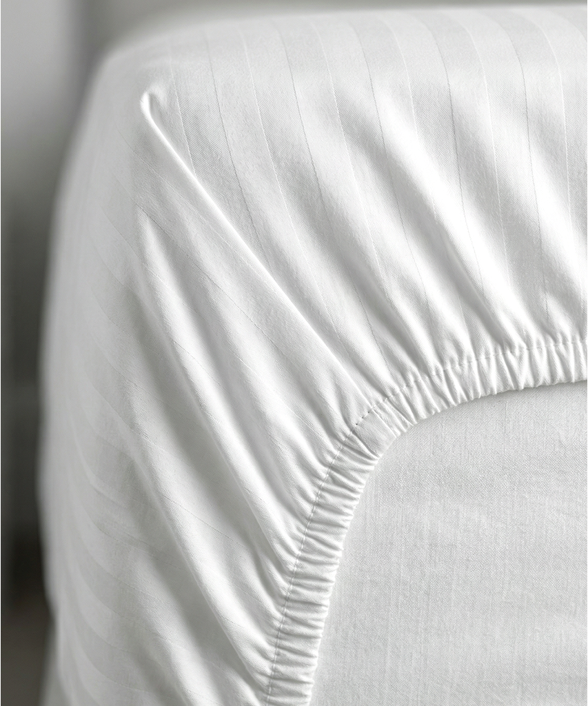 White Fitted Striped Sheet
