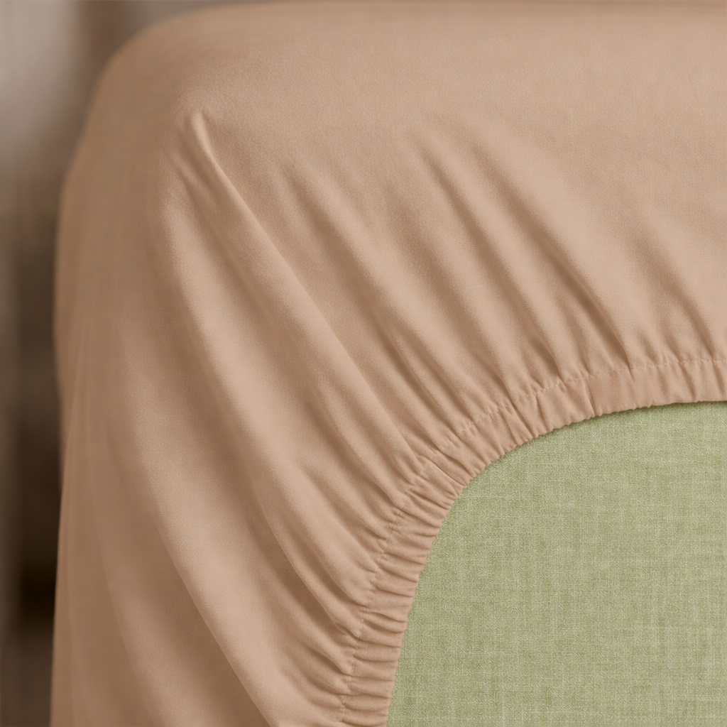 Beige Fitted Percale Sheet