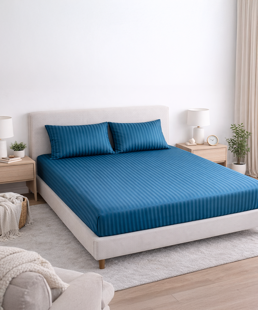 Teal Fitted Striped Sheet