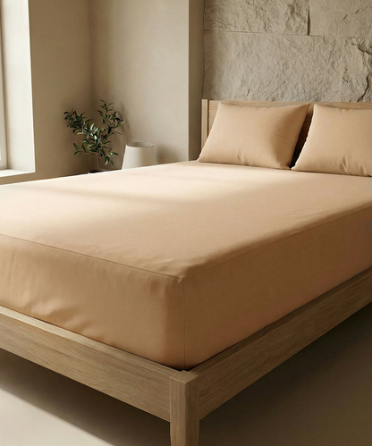 Beige Fitted Percale Sheet