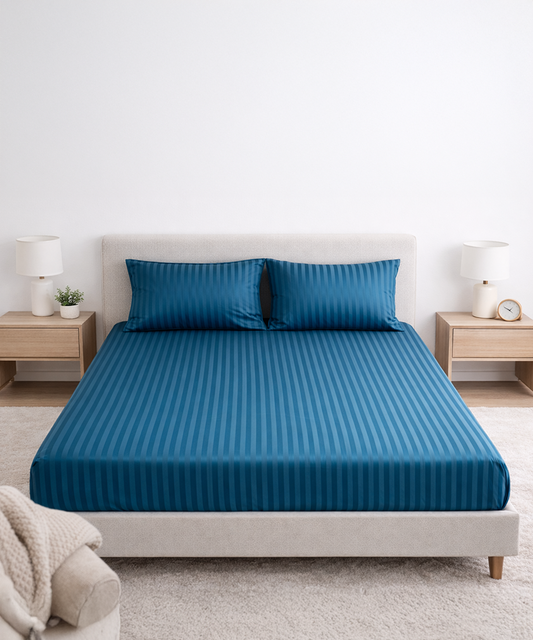 Teal Fitted Striped Sheet