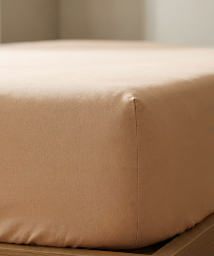 Beige Fitted Percale Sheet