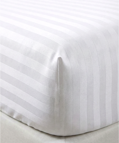 White Fitted Striped Sheet