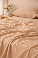 Beige Percale Flat Sheet
