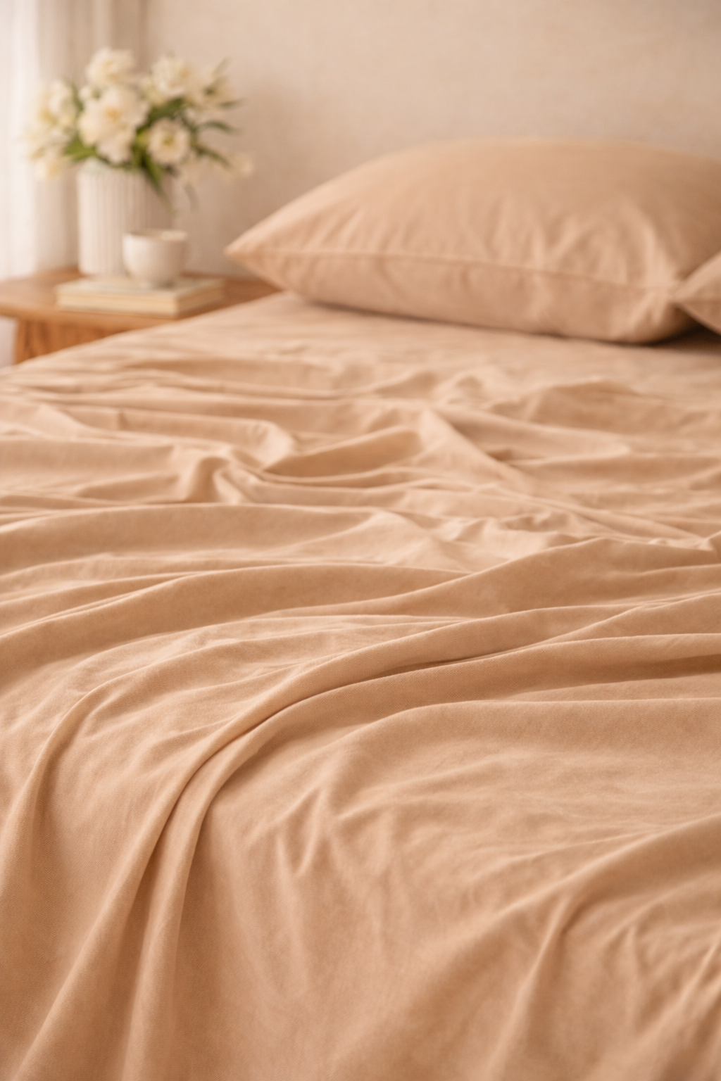 Beige Percale Flat Sheet