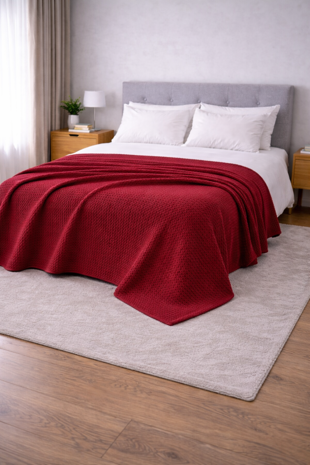 Burgundy WAFFLE Coverlet