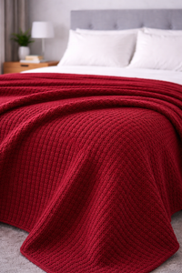 Burgundy WAFFLE Coverlet