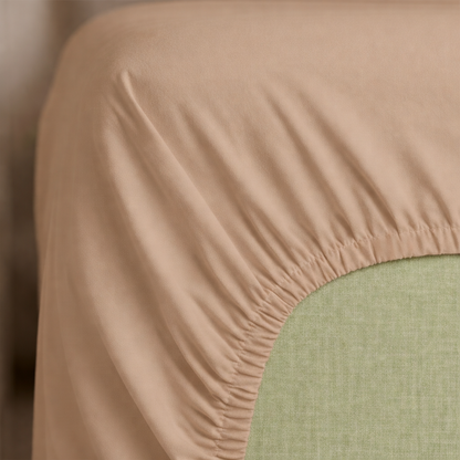Beige Fitted Percale Sheet
