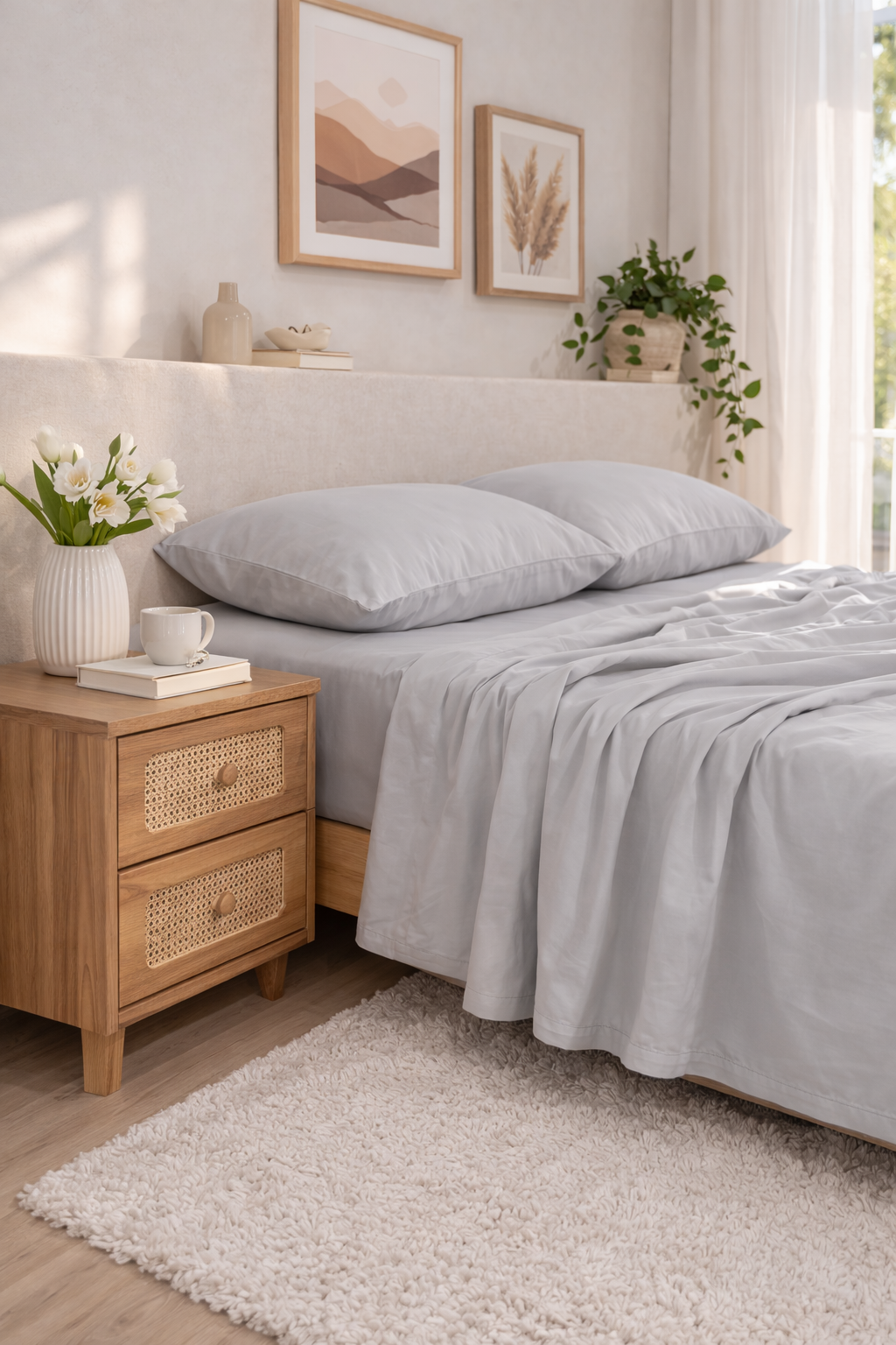 Grey Percale Flat Sheet