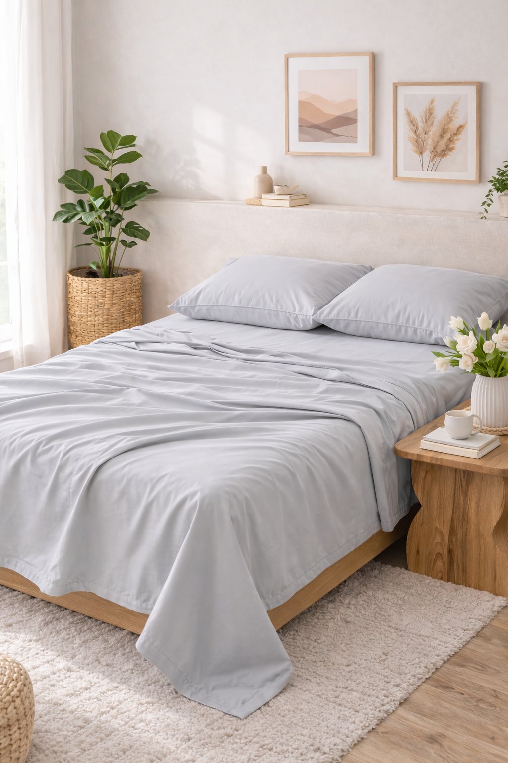 Grey Percale Flat Sheet