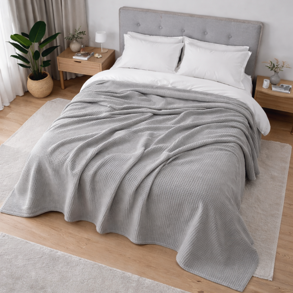 Grey Waffle Coverlet