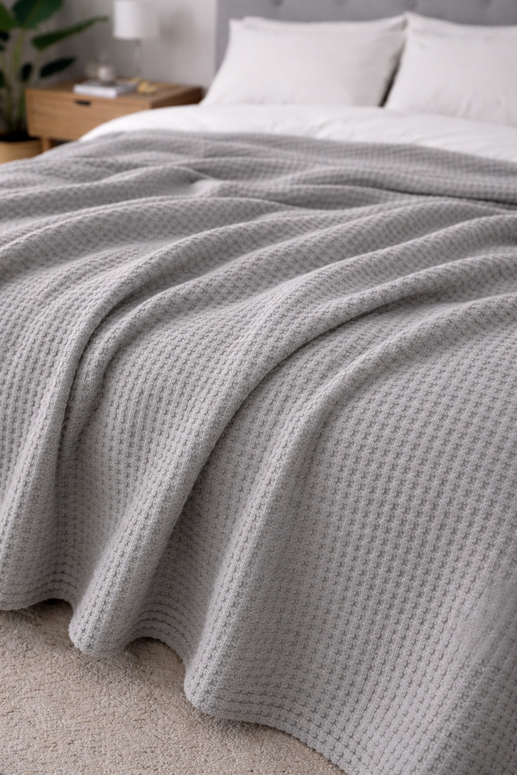 Grey Waffle Coverlet