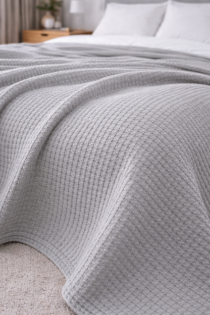Grey Waffle Coverlet