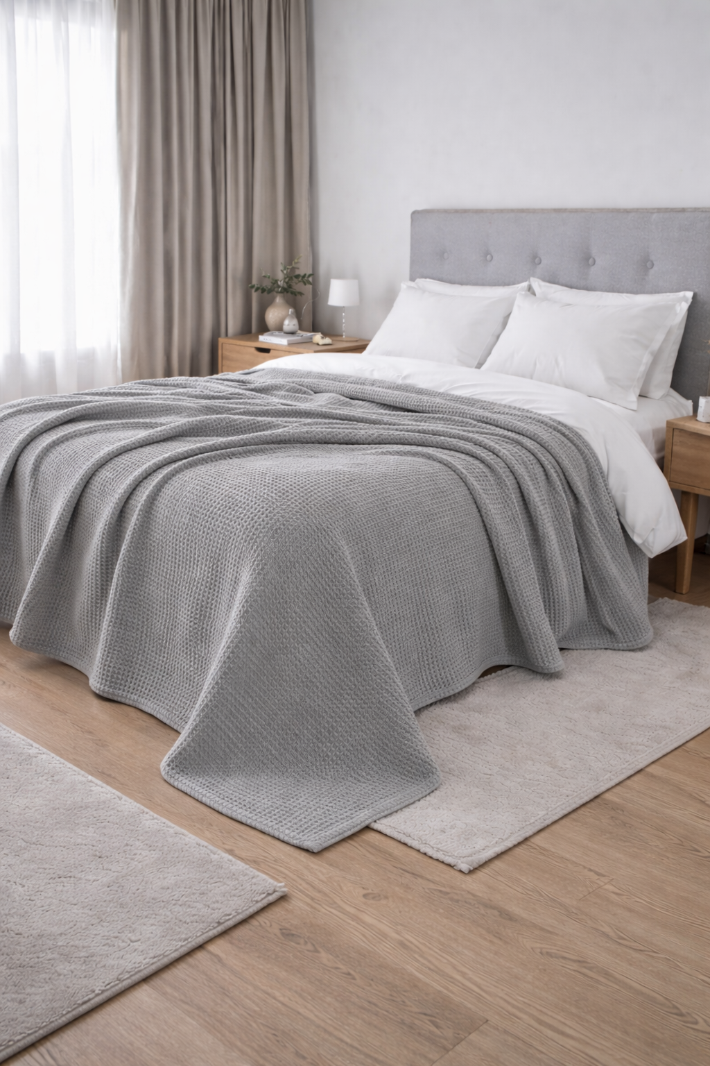 Grey Waffle Coverlet