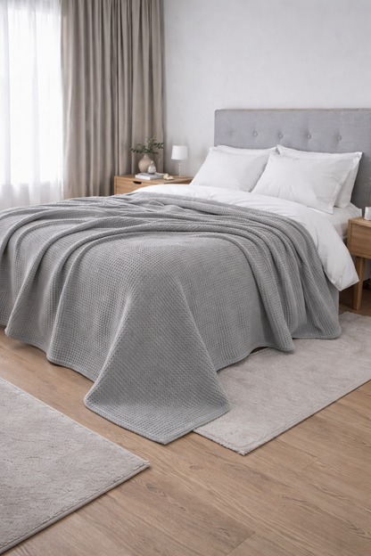 Grey Waffle Coverlet