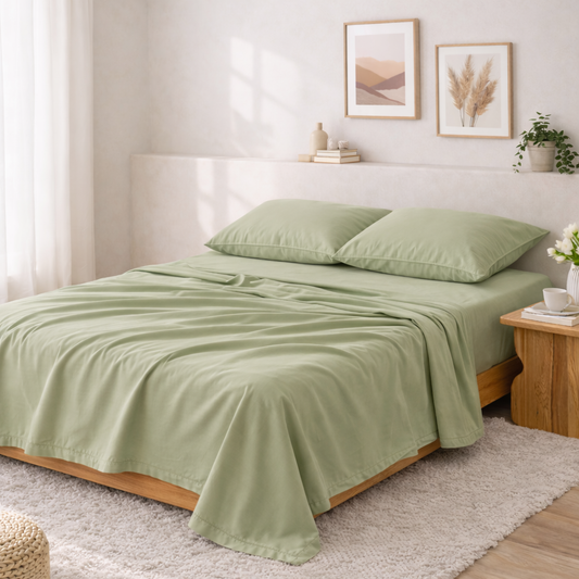 Light Olive Percale Flat Sheet