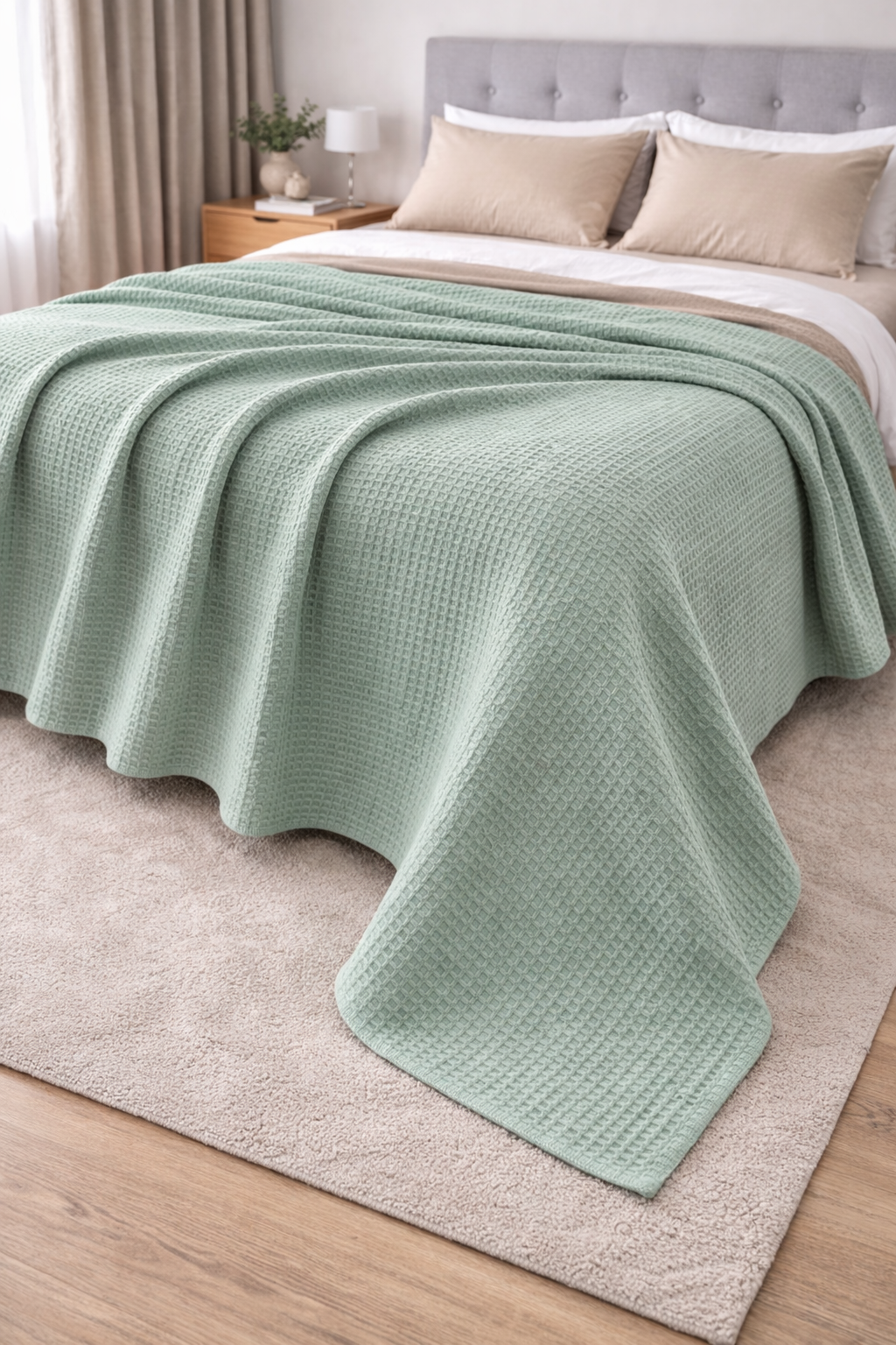 Mint WAFFLE Coverlet